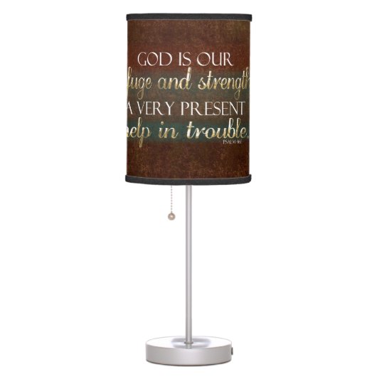 God is our Refuge Christian Bible Verse Brown/Gold Table Lamp (Right)