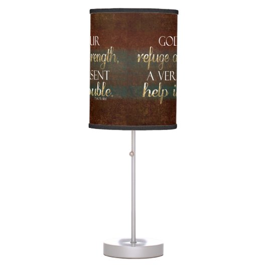 God is our Refuge Christian Bible Verse Brown/Gold Table Lamp (Front)