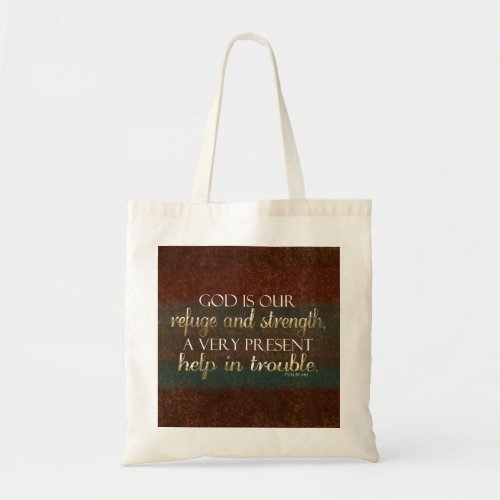 God is our Refuge Christian Bible Verse BrownGold Tote Bag