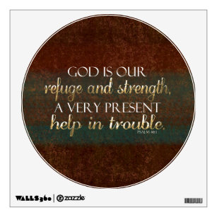 God is our Refuge Christian Bible Verse Brown/Gold Wall Decal