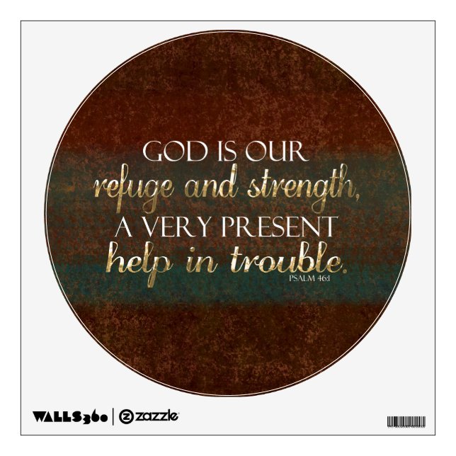 God is our Refuge Christian Bible Verse Brown/Gold Wall Decal (Front)