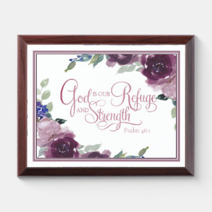 God is our refuge purple floral Plaque
