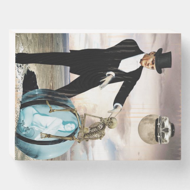 God is playing 1 wooden box sign (Front Horizontal)