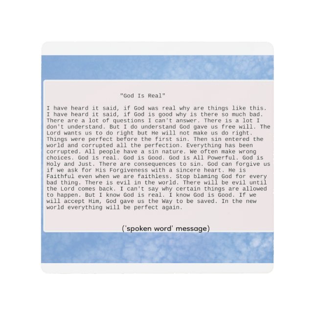 God Is Real With Photo Background Metal Print (Front)