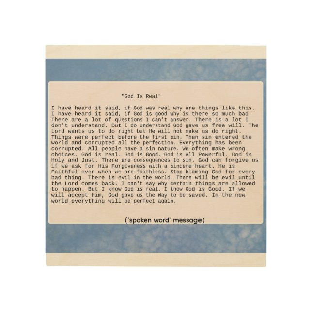 God Is Real With Photo Background Wood Wall Art (Front)