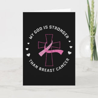 God Is Stronger Breast Cancer Awareness Christian Card