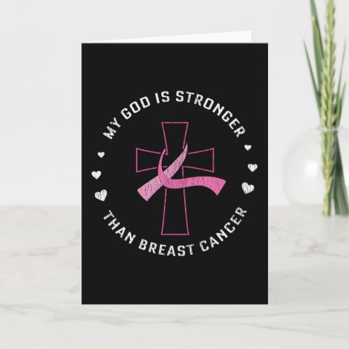 God Is Stronger Breast Cancer Awareness Christian Card