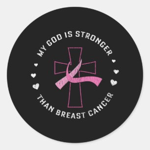 God Is Stronger Breast Cancer Awareness Christian  Classic Round Sticker