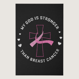 God Is Stronger Breast Cancer Awareness Christian Faux Canvas Print