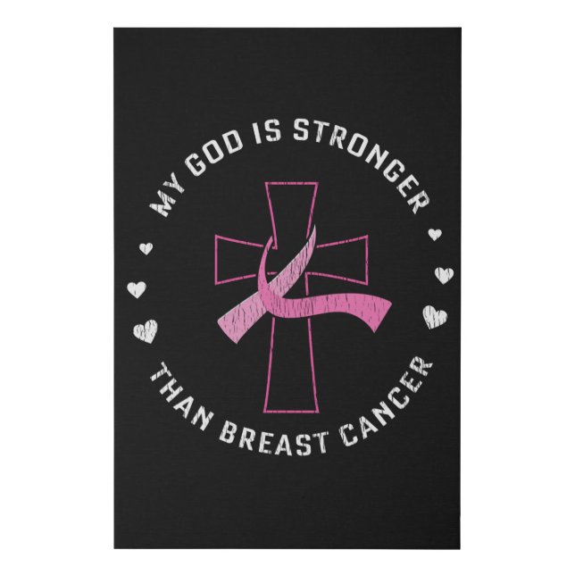God Is Stronger Breast Cancer Awareness Christian  Faux Canvas Print (Front)