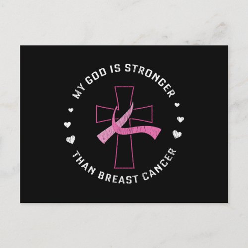 God Is Stronger Breast Cancer Awareness Christian Postcard