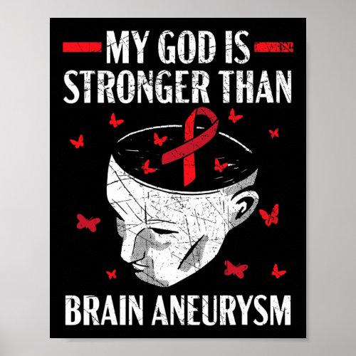 God Is Stronger Than Brain Aneurysm Aneurysm Aware Poster