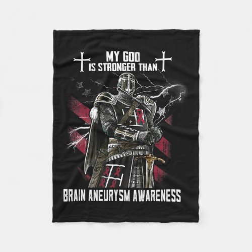 God Is Stronger Than Brain Aneurysm Awareness  Fleece Blanket