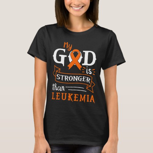 God Is Stronger Than Leukemia Awareness Heart  T_Shirt