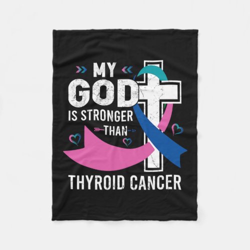 God Is Stronger Than Thyroid Cancer Awareness Day  Fleece Blanket