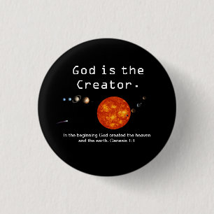 God Is The Creator Solar System - Lapel Button