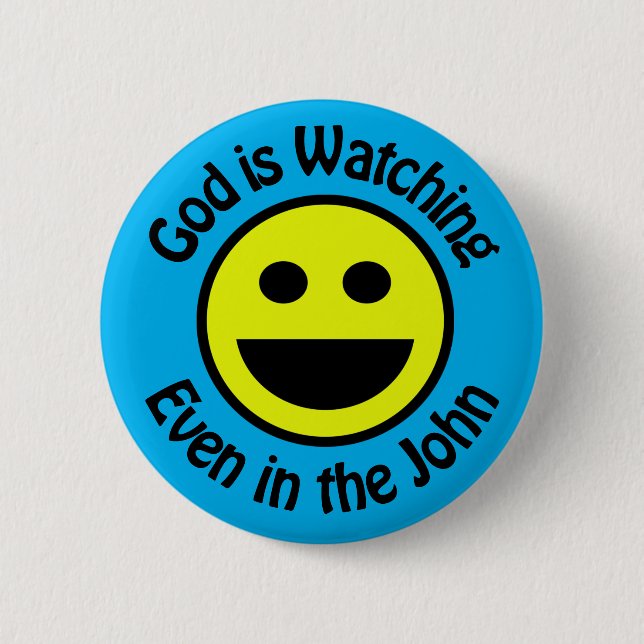 God is Watching Classic Round Sticker Button (Front)