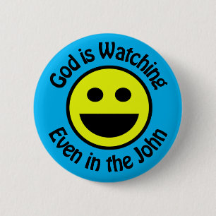 God is Watching Classic Round Sticker Button