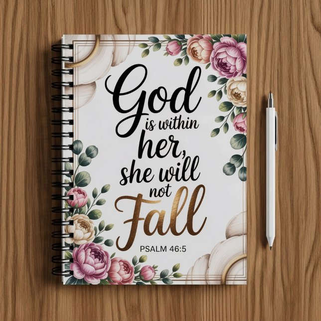God is with her, Christian faith Bible Scripture  Notebook (Creator Uploaded)