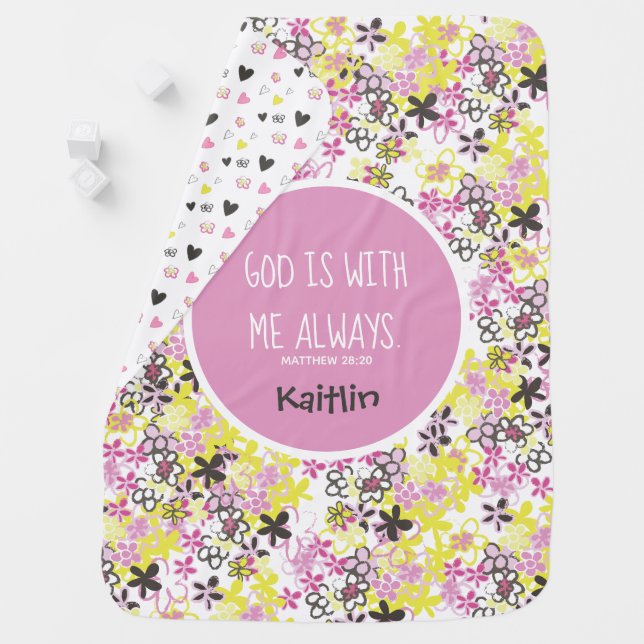 God is with me Whimsical Flower Girls Baby Blanket (In Situ)