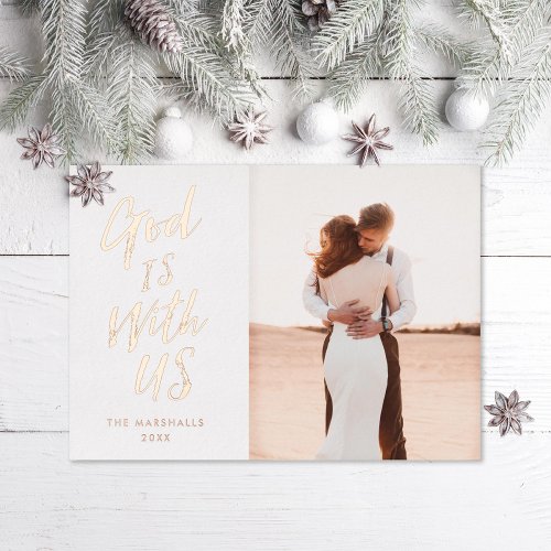 God is With Us Religious Foil Holiday Card