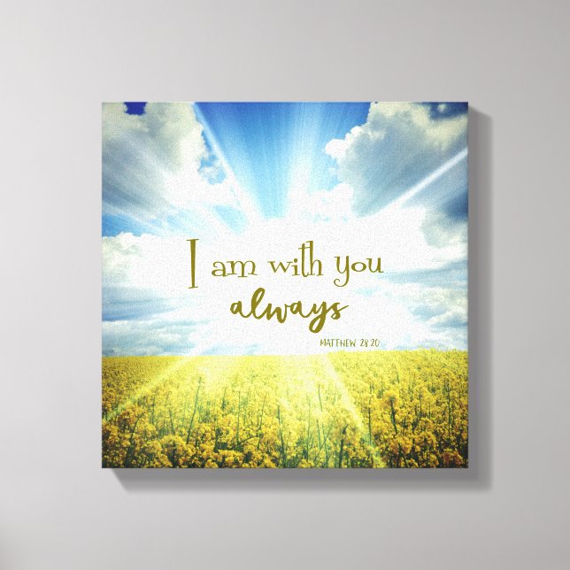 God is with you Always Bible Verse Typography Canvas Print (Front)