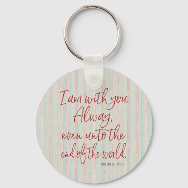 God is With You Always: Red Letter KJV Scripture Keychain (Front)