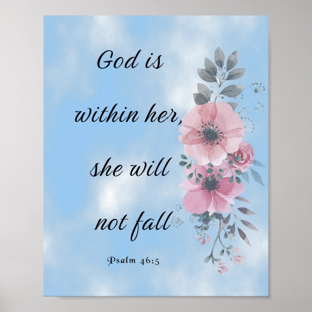 God is Within Her, Bible Verse, Psalm 46 5 Poster (Front)