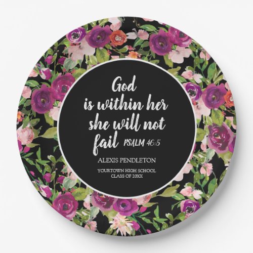 God is Within Her Christian Graduation Class of Paper Plates