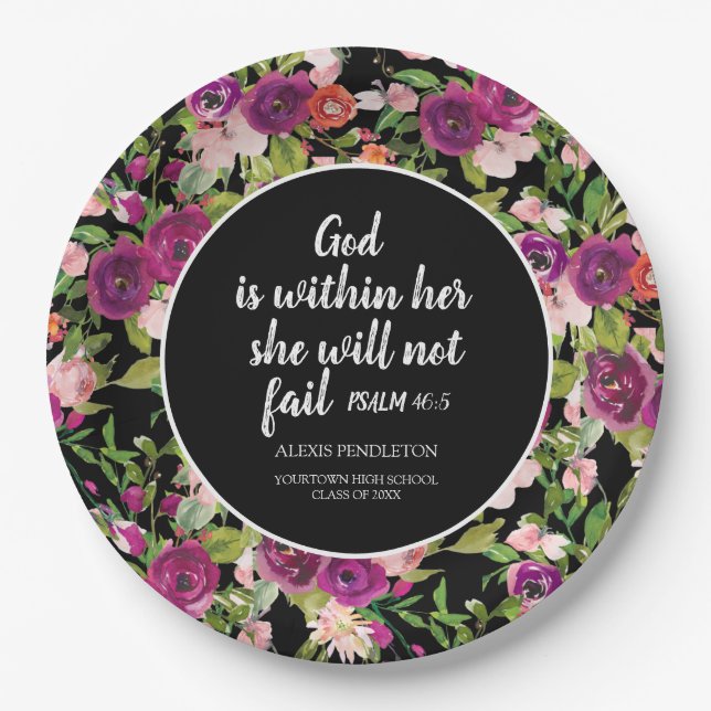 God is Within Her Christian Graduation Class of Paper Plates (Front)