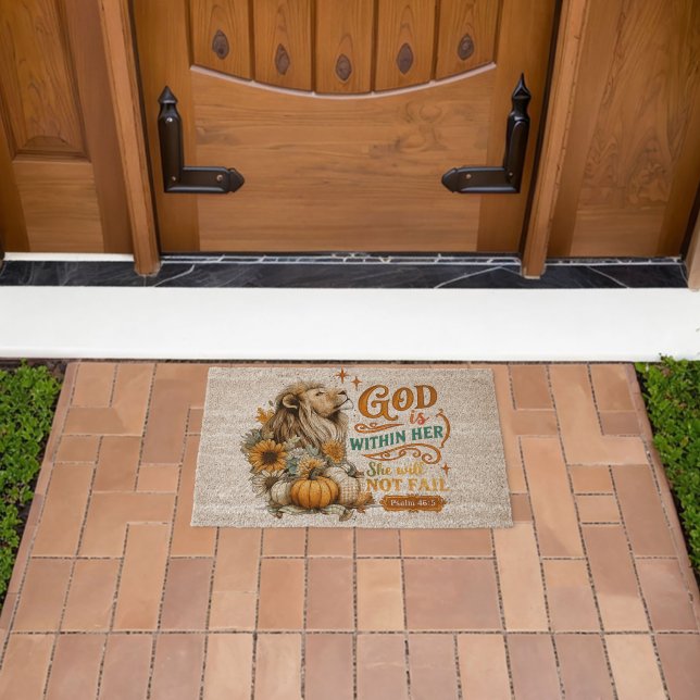 God Is Within Her...  Fiber Doormat (Insitu (Outdoor))
