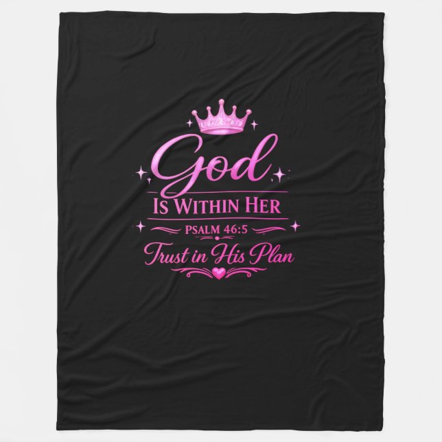 God is within Her Fleece Blanket (Front)
