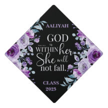 God is within her Floral Personalize Tassel Topper
