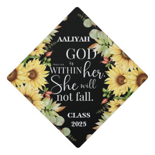 God is within her Flower Personalize Tassel Topper