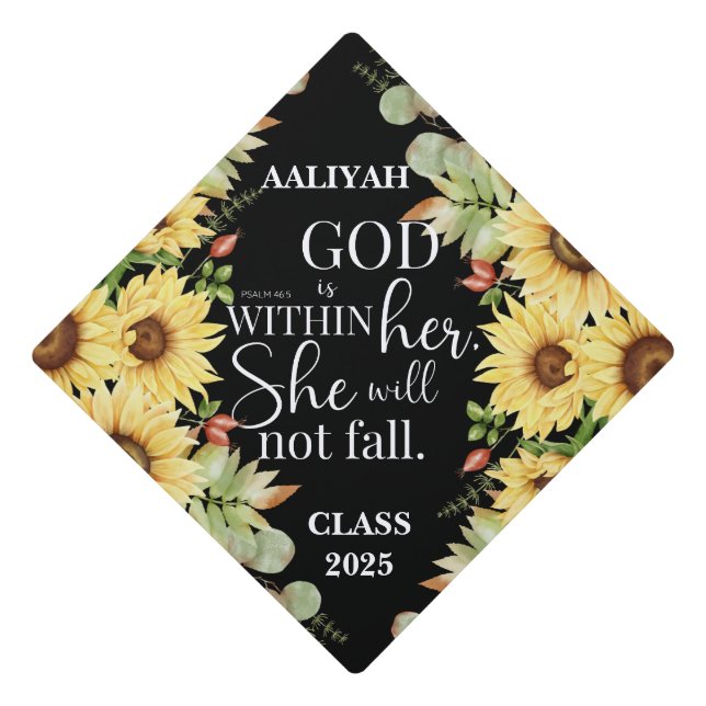 God is within her Flower Personalize Tassel Topper (Front)