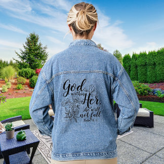 God is Within Her Psalm 46:5 Bible Verse Apparel Denim Jacket