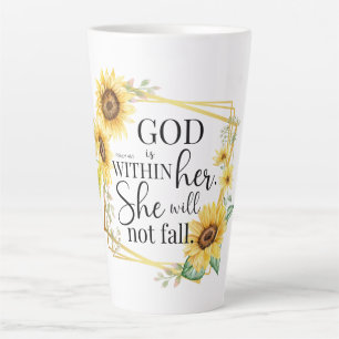 God is within her - Psalm 46:5 Sunflower Christian Latte Mug