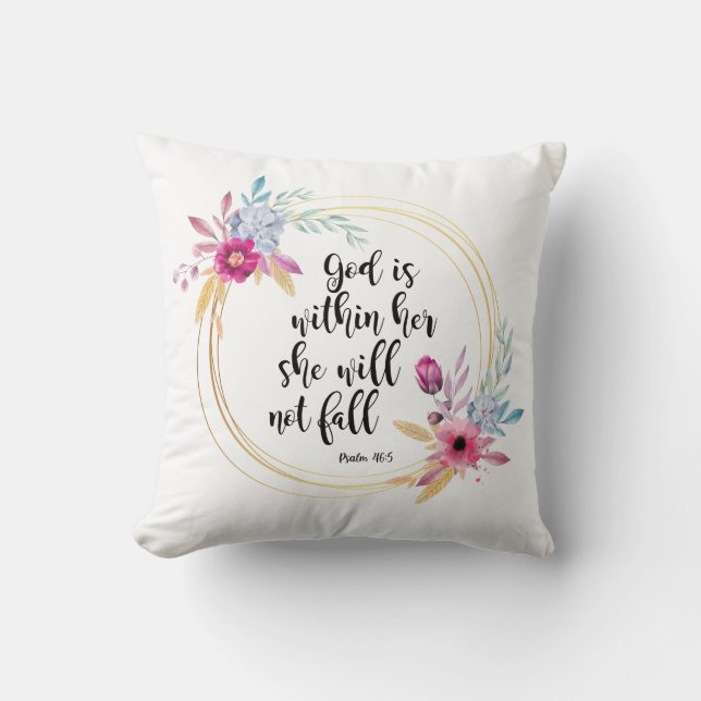 God is Within Her Psalm 46:5 Throw Pillow (Front)