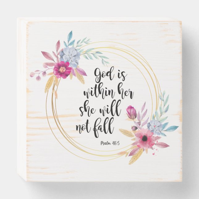 God is Within Her Psalm 46:5 Wooden Box Sign (Front Horizontal)