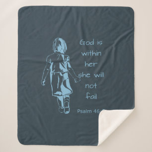 God Is Within Her She will not fail Bible Quote Sherpa Blanket