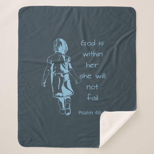 God Is Within Her She will not fail Bible Quote Sherpa Blanket (Front)