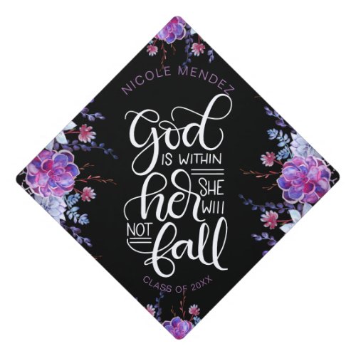 God is within her she will not fall _ Empowering Graduation Cap Topper