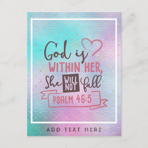 God Is Within Her She Will Not Fall FAITH Girls Postcard