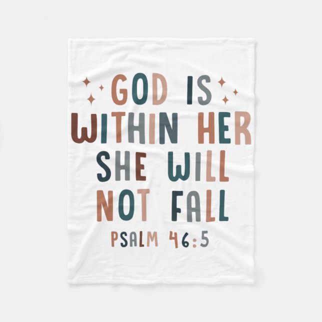 God Is Within Her She Will Not Fall  Fleece Blanket (Front)