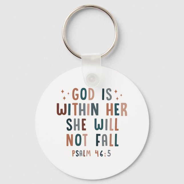 God Is Within Her She Will Not Fall  Keychain (Front)