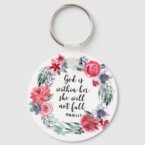 God is within her she will not fall keychain