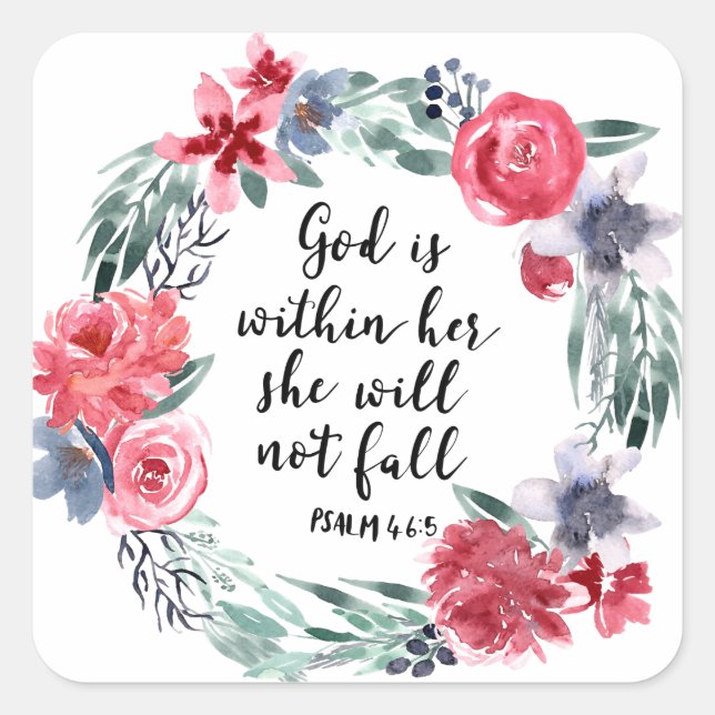 God is within her she will not fall square sticker (Front)