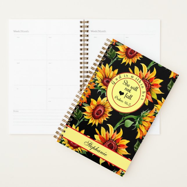 God Is Within Her She Will Not Fall Sunflower Planner (Display)
