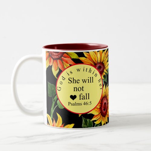 God Is Within Her She Will Not Fall Sunflower Two_Tone Coffee Mug