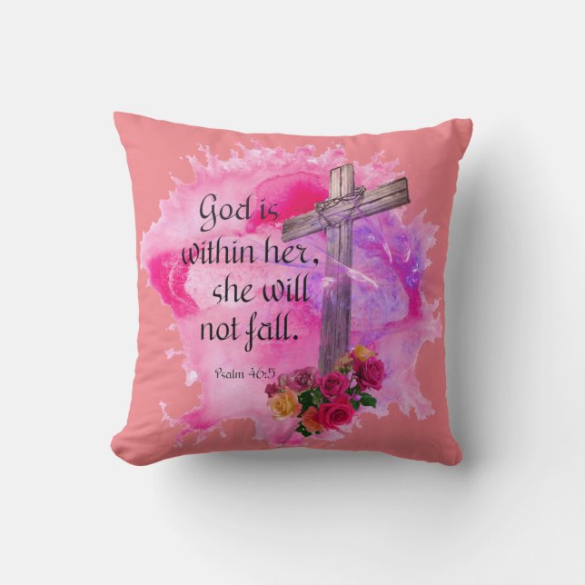 God is within her she will not Fall Throw Pillow (Front)